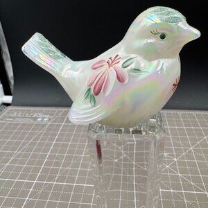 Fenton Handpainted Iridescent Glass Bird Figurine By J. Grove
